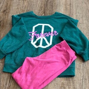 Kids Green and Pink Sweatshirt Set